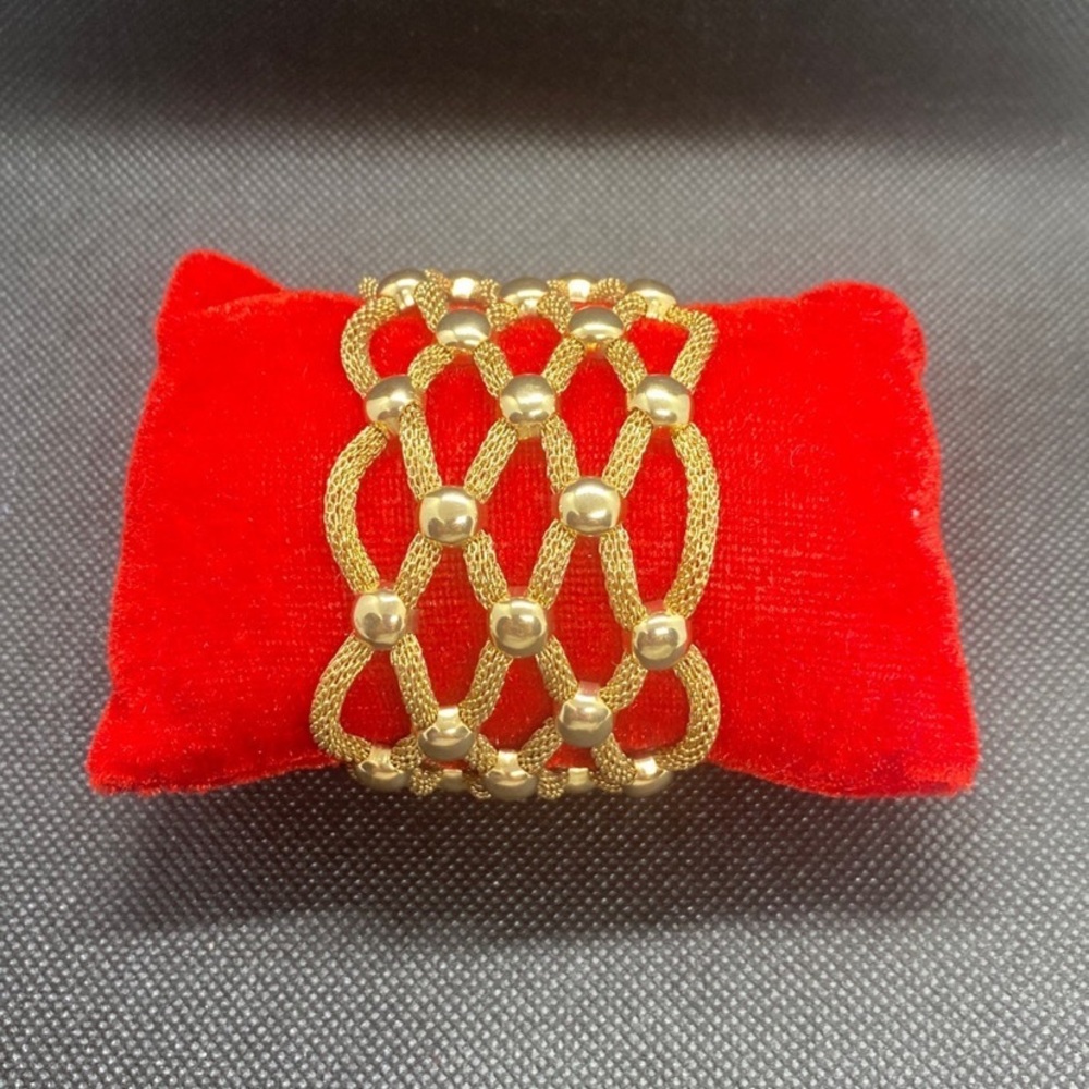 Woven Metal Magnetic Bracelet Gold Tone